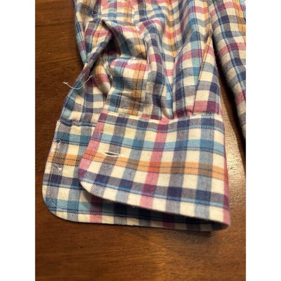 Medium Gitman Bros Colorful Checkered Soft Cotton long Sleeve Button Up Shirt - Picture 9 of 10